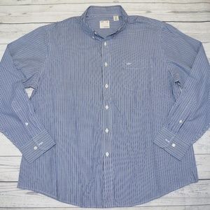 Mens X-Large DOCKERS Dress Shirt Blue White Stripe